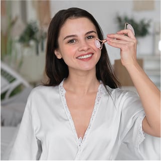 Glowvi skincare product collection displayed on natural background