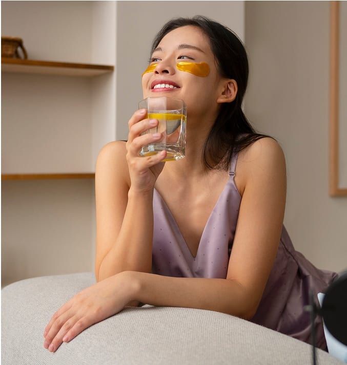 Woman with healthy glowing skin from Glowvi products